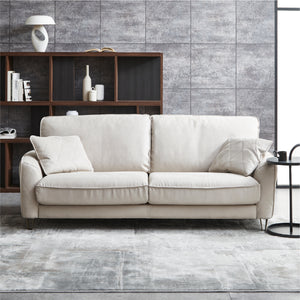 ３人掛け / PLT111プラチナグレー ペールゴールド脚 #LT01 キャメル（レザーテックス アニリン） #木脚