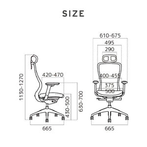 A03-E オフィスチェア  肘有 ヘッド有 #フレーム：ブラック / 座：オフブラック