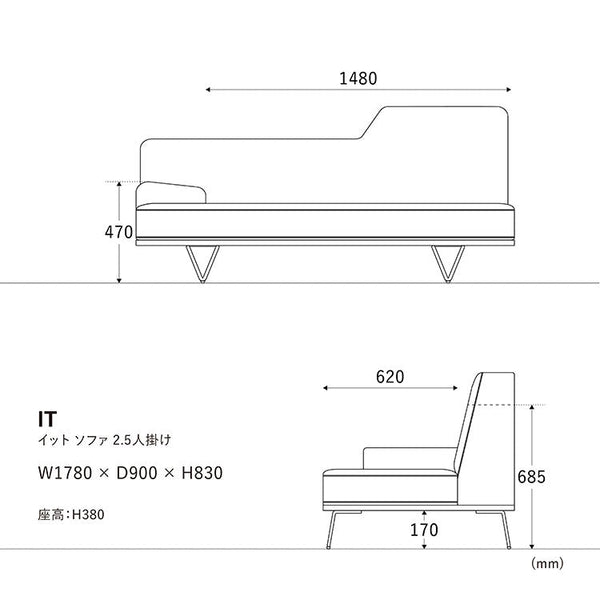 イットソファ 2.5人掛け右肘 #キャニオンブラウン×ライトグレー