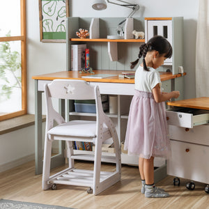 アリエル⑤ 学習チェア キャスターロック ランドセル収納 高さ調節可能 #背♡ / 座ピンク