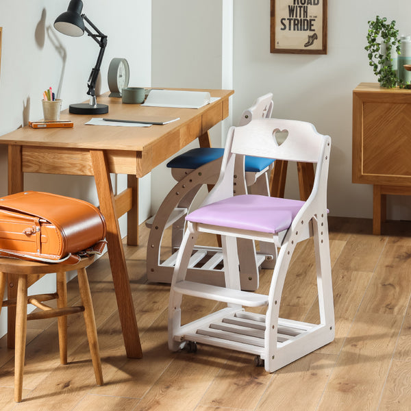 アリエル⑤ 学習チェア キャスターロック ランドセル収納 高さ調節可能 #背♡ / 座ピンク