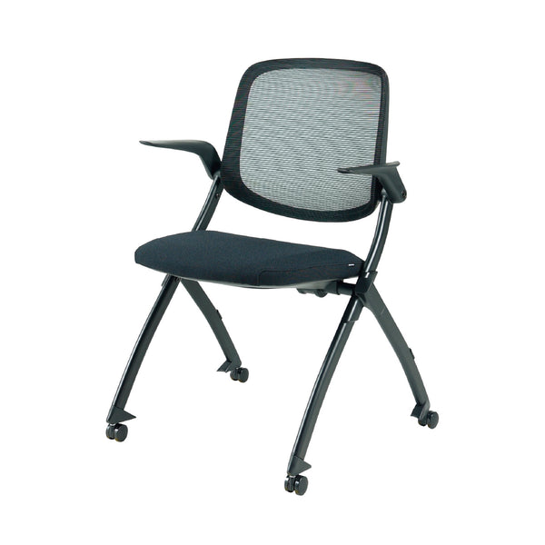 ミンスク オフィスチェア 肘ありタイプ #ブラックフレーム×ブラック