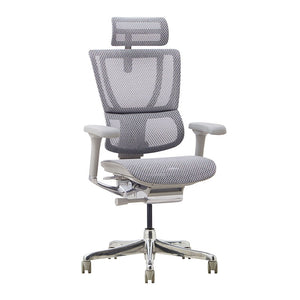エルゴヒューマン FIT2 LPL オフィスチェア オットマン付 #グレーフレーム×ホワイト