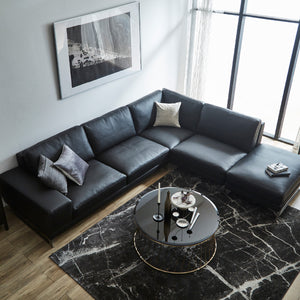 360度どの方向から見ても美しく存在感がある大型のコーナーソファ #SLT11 アーモンドブラウン（スーパーレザーテックス）