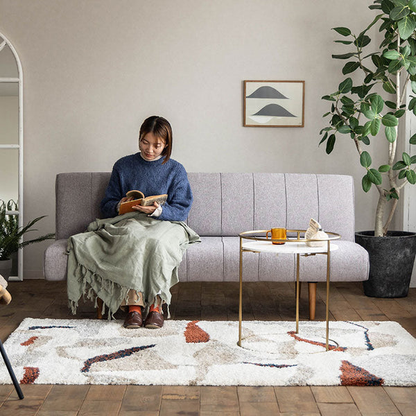 背面を倒すとフルフラットのソファベッドになります。 #IC-ライトグレー