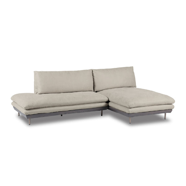 コルディナ　カウチソファ　幅254cm #PLT111 プラチナグレー（プライムレザーテックス） #左カウチ