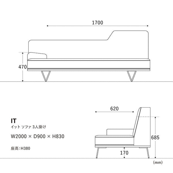 イットソファ 3人掛け右肘 #キャニオンブラウン×ライトグレー