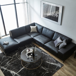 360度どの方向から見ても美しく存在感がある大型のコーナーソファ #LT04 クラフトベージュ（レザーテックス アニリン）