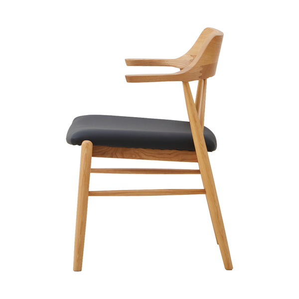 ロジャーⅢ ダイニングチェア ちょい肘 #オーク色/合皮ブラック