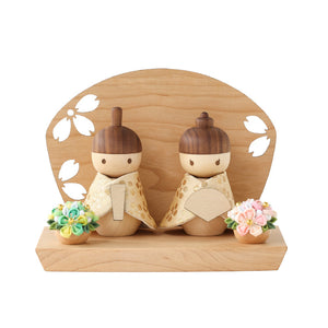 木製ひな人形 菊に桜 ステージ 桜橘