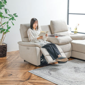 ジャグ　左電動カウチソファ　幅195cm #LT01 キャメル（レザーテックス アニリン） #左カウチ