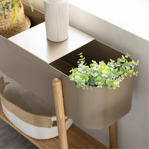 大容量の収納スペース付き。観葉植物を美しくディスプレイできます。 #グレー #幅90cm×2段