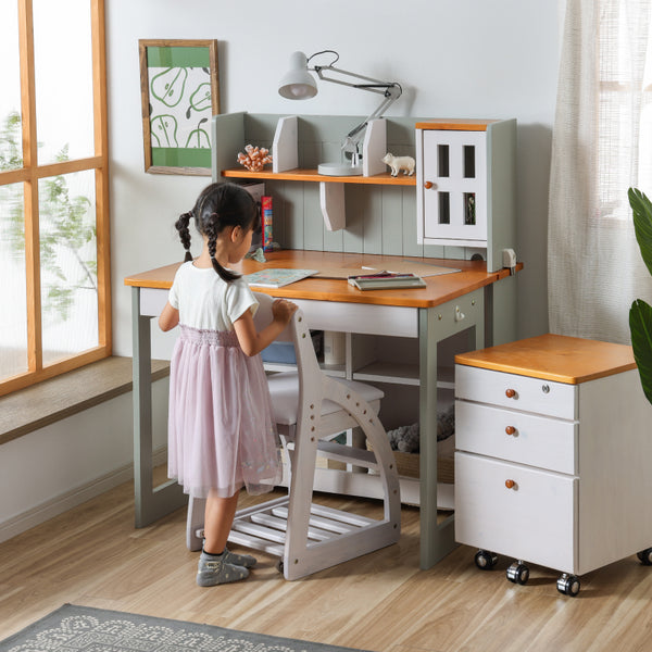 アリエル⑤ 学習チェア キャスターロック ランドセル収納 高さ調節可能 #背♡ / 座ピンク