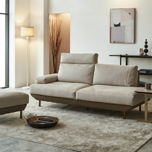 コスターナ　オットマン　ブロンズゴールド脚 #PLT111 プラチナグレー×FLT02 シャドーグレージュ