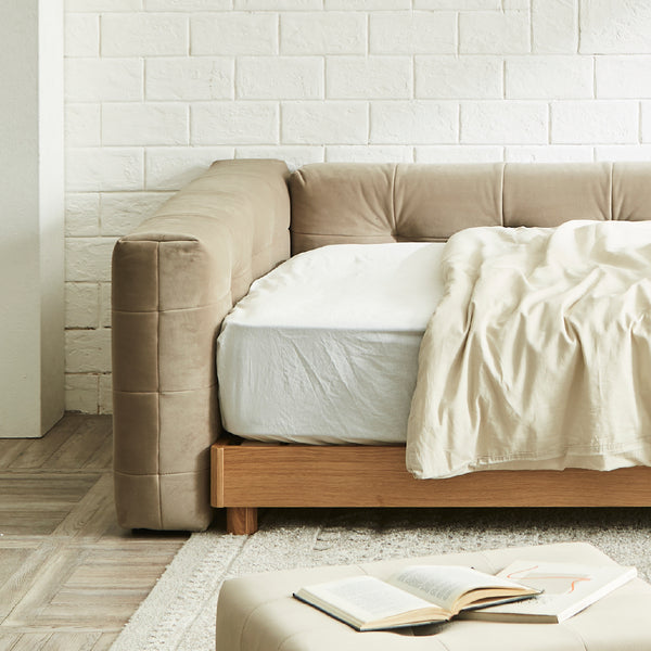 ベッドフレーム＋ヘッド＆サイドクッション<br><br> #シングル #ベッドフレーム単体