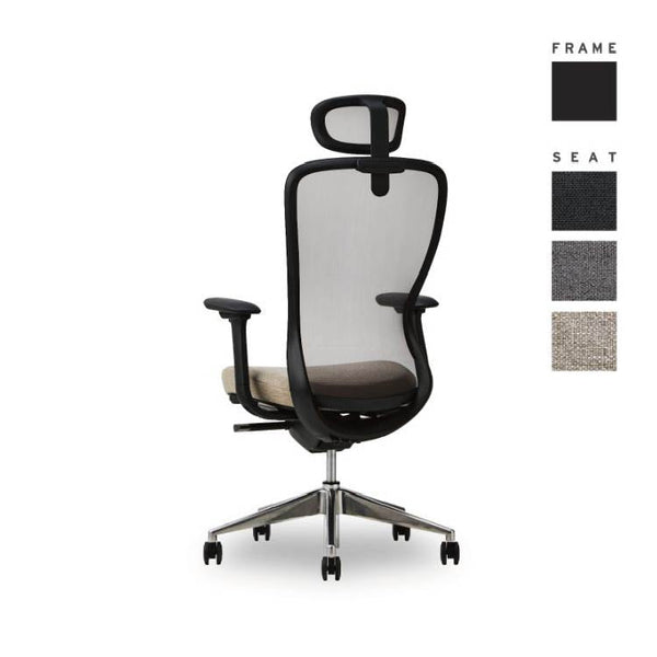 A03-E オフィスチェア  肘有 ヘッド有 #フレーム：ブラック / 座：オフブラック