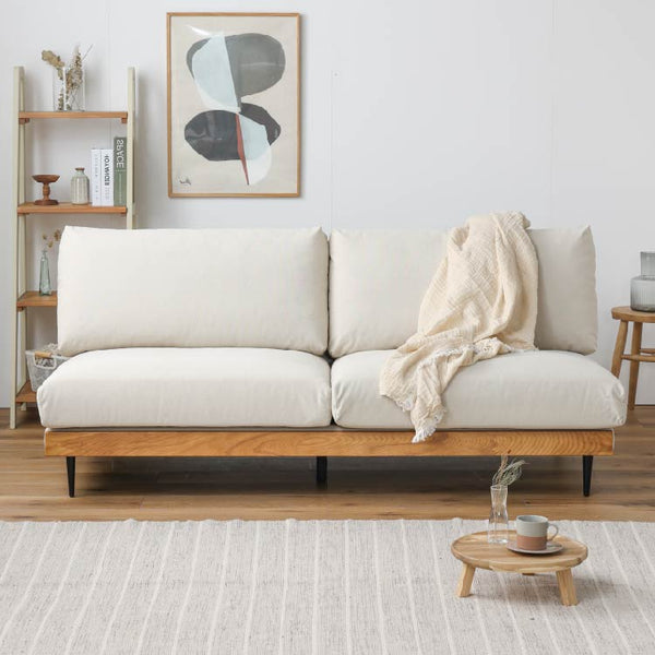 ムーディ 3人掛けソファ 幅180cm お掃除ロボット対応 カバーリング #アイボリー