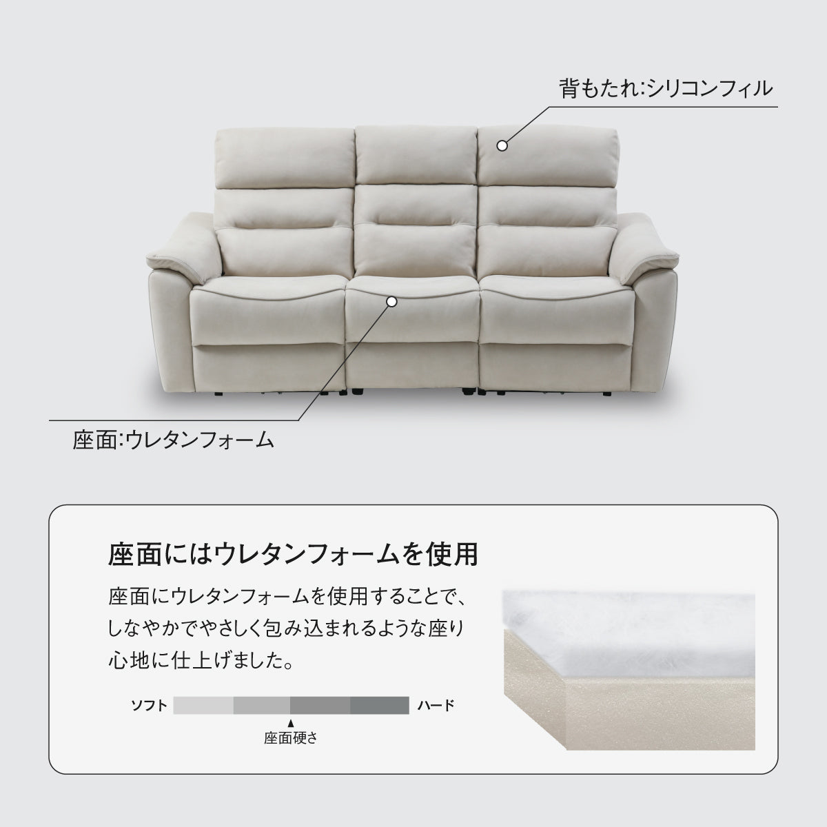 スパーダ 3人掛けソファ 幅190cm ｜関家具公式通販サイト