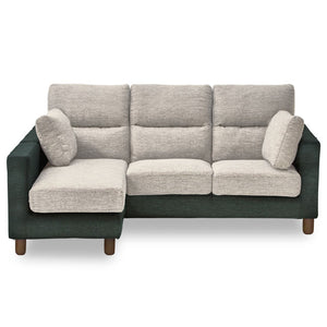 シンフォニー7 カウチソファ 幅198㎝ #ホワイト×ブルー #木脚(丸)：ブラウン