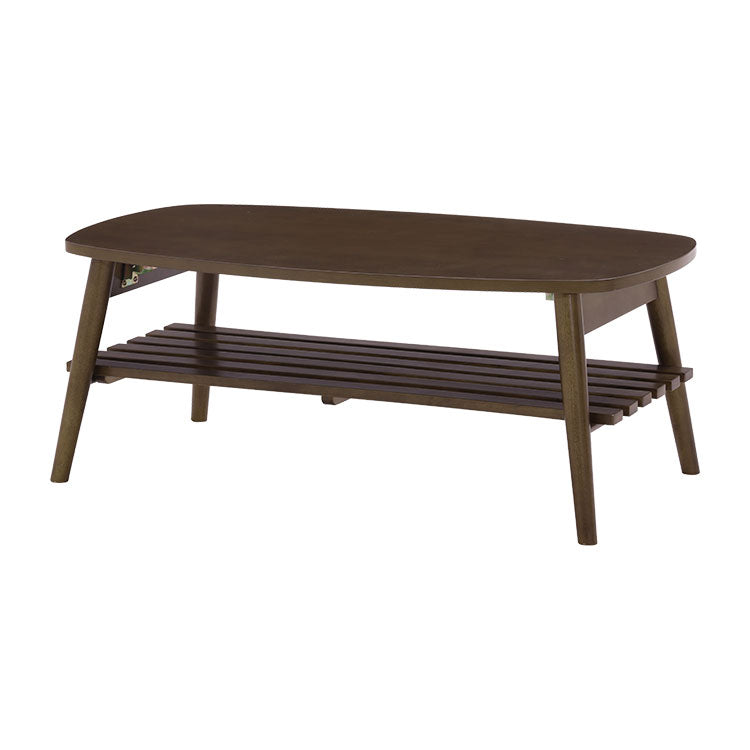 レシピ リビングテーブル 幅90cm 折り畳み式 棚付 高さ35cm