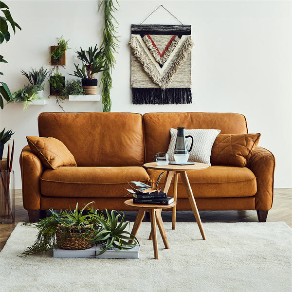 ３人掛け / LT01キャメル 木脚 #LT01 キャメル（レザーテックス アニリン） #木脚