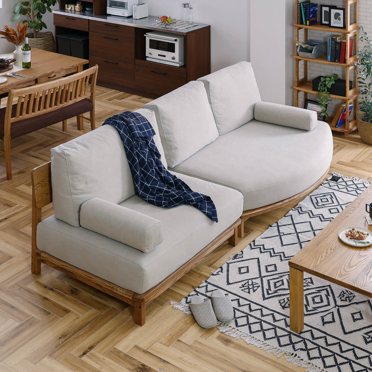 マナー④ カウチソファ 変形 幅242cm カバーリング