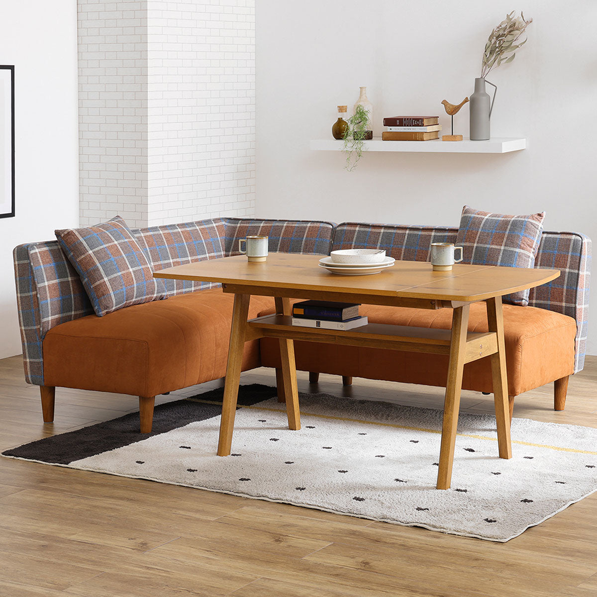 L2点 ラモーン 左コーナー キャメル(LF)/チェック ｜家具