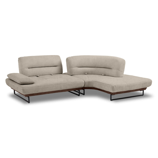 ラルス　スモールカウチ　幅240cm #プラチナグレー×ココアブラウン（プライムレザーテックス） #左カウチ