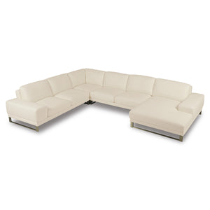 ラベンナLX　右コーナーソファ　幅377cm #SILT22 フロスホワイト（シルキーレザーテックス）