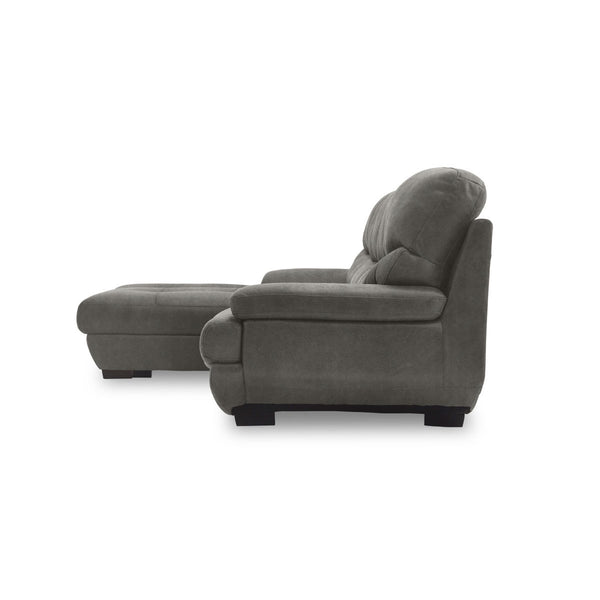 メーダ　右カウチソファ　幅279cm #PLT113 モードグレー（プライムレザーテックス）