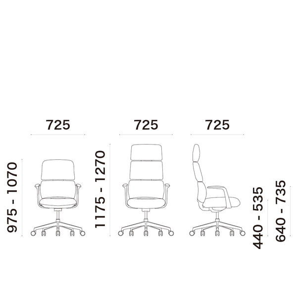 ダビ オフィスチェア ハイバックタイプ #ポリッシュフレーム / ブラック