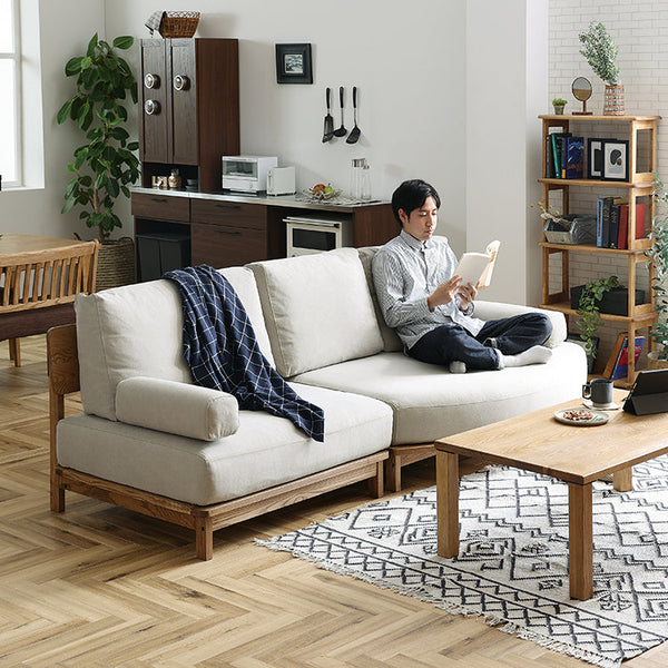 マナー④ カウチソファ 変形 幅242cm カバーリング #キャンバスアイボリー