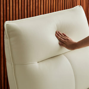 高密度ウレタンフォームを使用することで、へたりにくく快適な座り心地を実現しました。 #SILT21 スノーホワイト（シルキーレザーテックス） #右カウチ