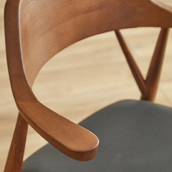 ロジャー ダイニングチェア ちょい肘 #ブラック色×合皮ブラック