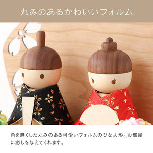 木製ひな人形 菊に桜 ステージ 桜橘 #黒･赤