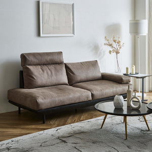 コスターナ　2.5人掛けソファ　幅178cm #LT01 キャメル×ET82 ロイヤルブラック #レザーテックス アニリン