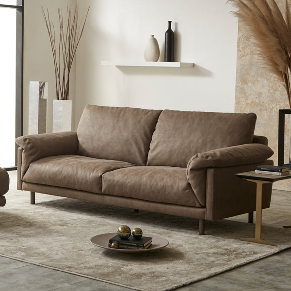 クワトロベリーニ　3人掛けソファ幅200cm #PLT112 ヨーロピアングレー（プライムレザーテックス）