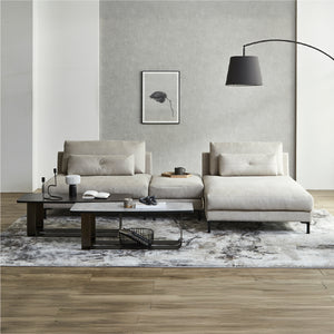 1.5人掛けソファ＋オットマン＋シェーズ　PLT111プラチナグレー #PLT111 プラチナグレー（プライムレザーテックス）