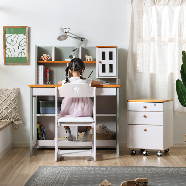 アリエル⑤ 学習チェア キャスターロック ランドセル収納 高さ調節可能 #背♡ / 座ピンク