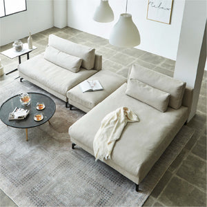 1.5人掛けソファ＋シェーズ＋オットマン #LT01 キャメル（レザーテックス アニリン）