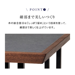 メグロ ダイニングテーブル #ウォールナット × メラミン グレー石目 #幅150cm #スチール脚A