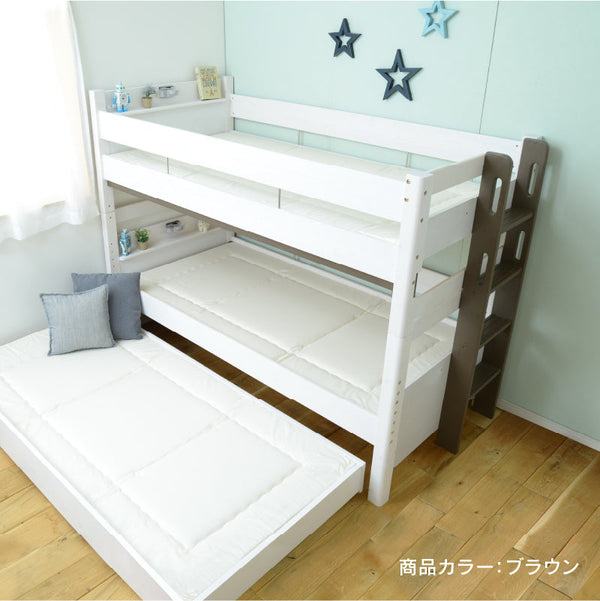 ラフォーレ④ 3段ベッド 耐荷重500kg 上下分割可能 スノコ仕様 #ホワイト×モスグリーン #幅185㎝