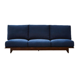 アルジ 3.5人掛けソファ ウォールナット 背面3分割+座面1分割 #紺青色
