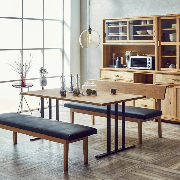 レイキⅡ リビングダイニングベンチ 背なし #ウォールナット×ブラック #幅150cm