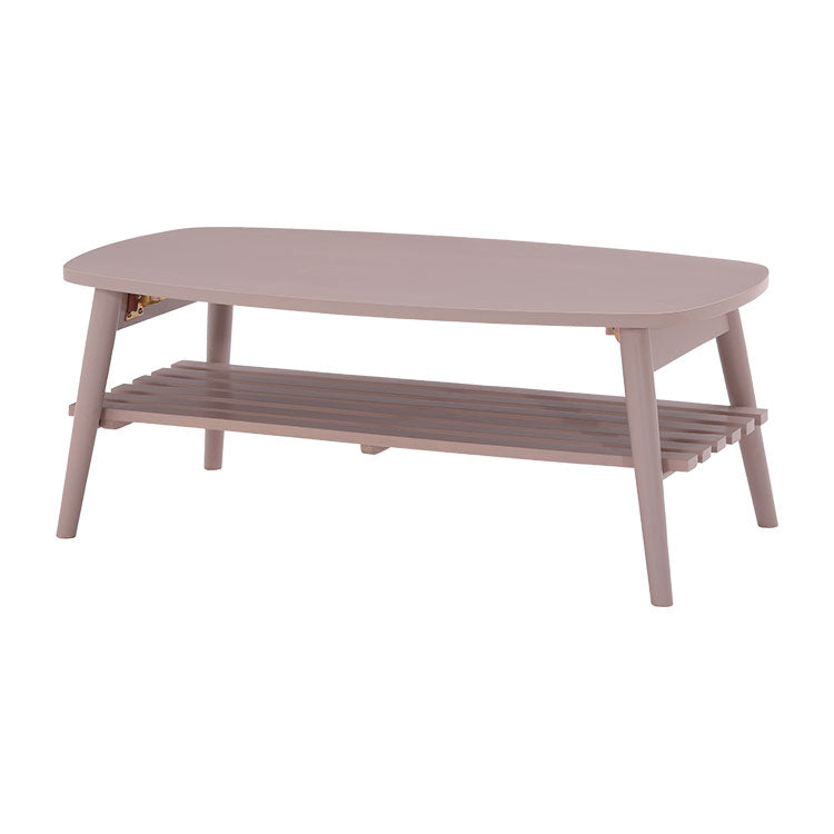 レシピ リビングテーブル 幅90cm 折り畳み式 棚付 高さ35cm