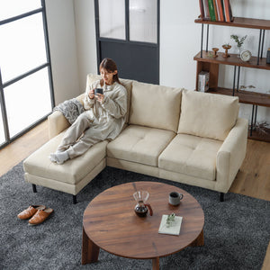 ソラン カウチソファ 幅189cm #PLT110 ミルクティー #プライム レザーテックス