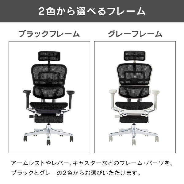 エルゴヒューマン プロⅡ ハイタイプ オットマン付 #ブラック×ブラック #ウレタンキャスター