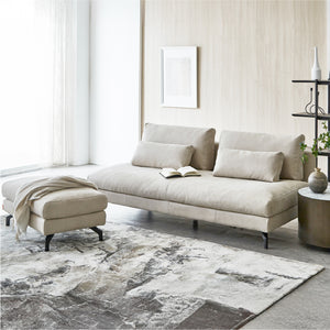 ３人掛けソファ＋オットマンの組み合わせ #PLT111 プラチナグレー（プライムレザーテックス）