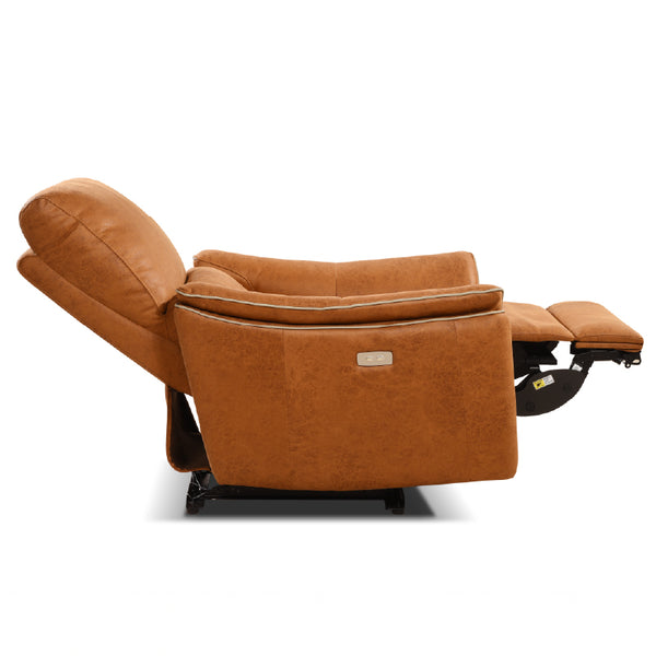 リクライニング角度が最大145度まで倒れるので、ゆったりとお寛ぎいただけます。 #PLT102 インディーブルー（プライムレザーテックス）