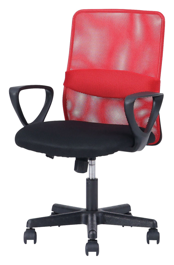 ランバーメッシュ オフィスチェア 肘付 #レッド